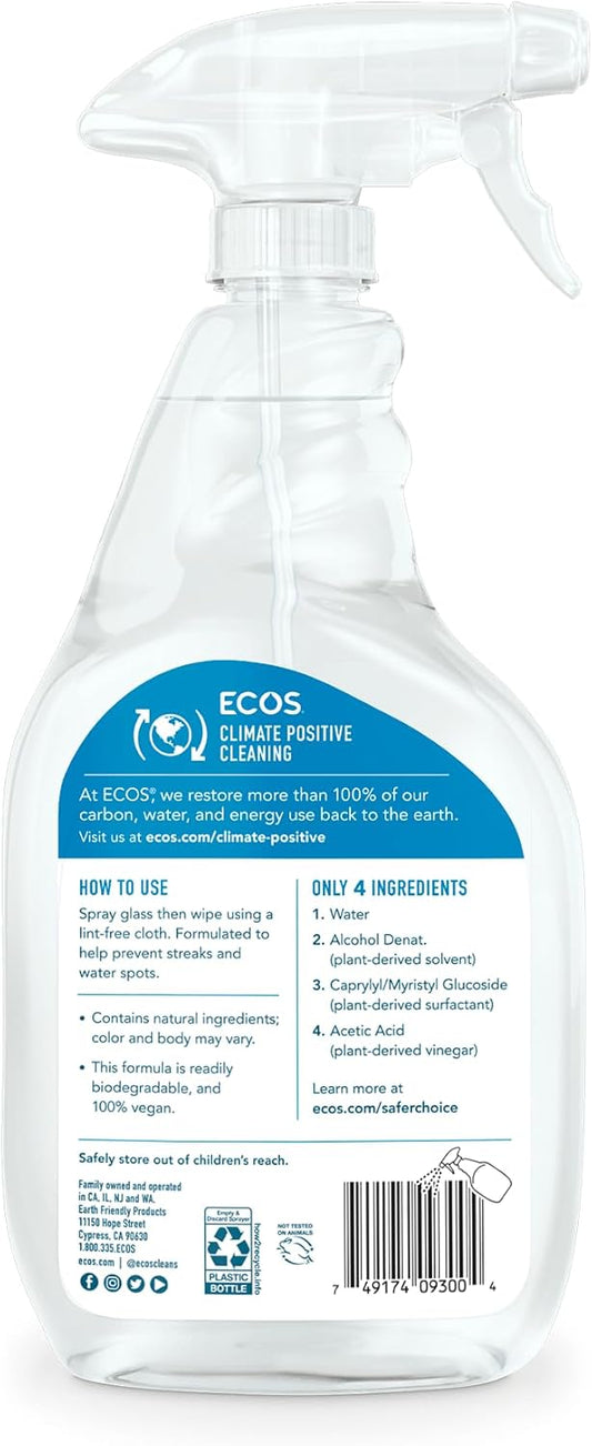ECOS Window Cleaner with Vinegar Streak-Free Shine, 22oz (Pack of 3)