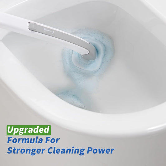 Disposable Toilet Brush with Holder, Includes 14 Cleaning Refills