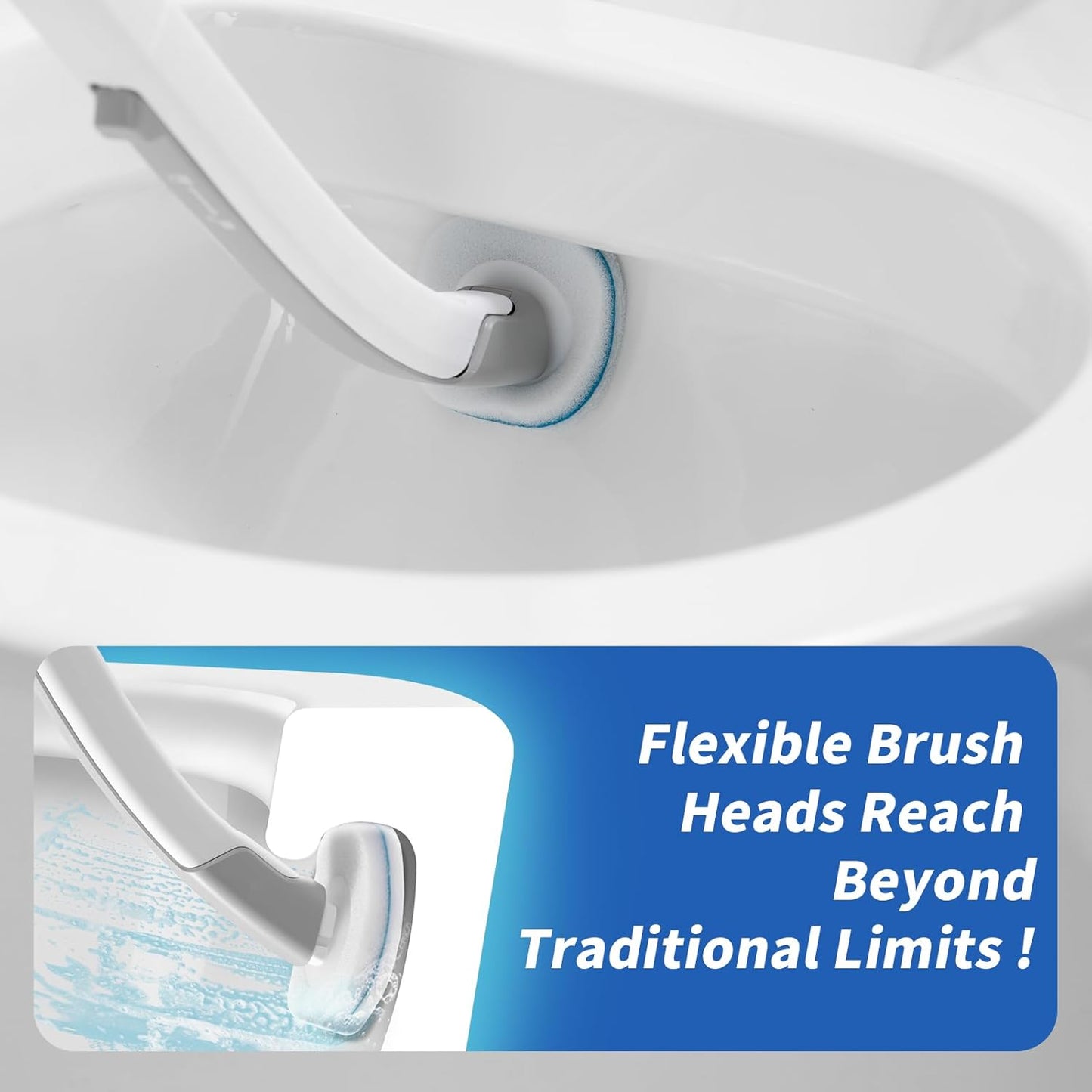 Disposable Toilet Brush with Holder, Includes 14 Cleaning Refills