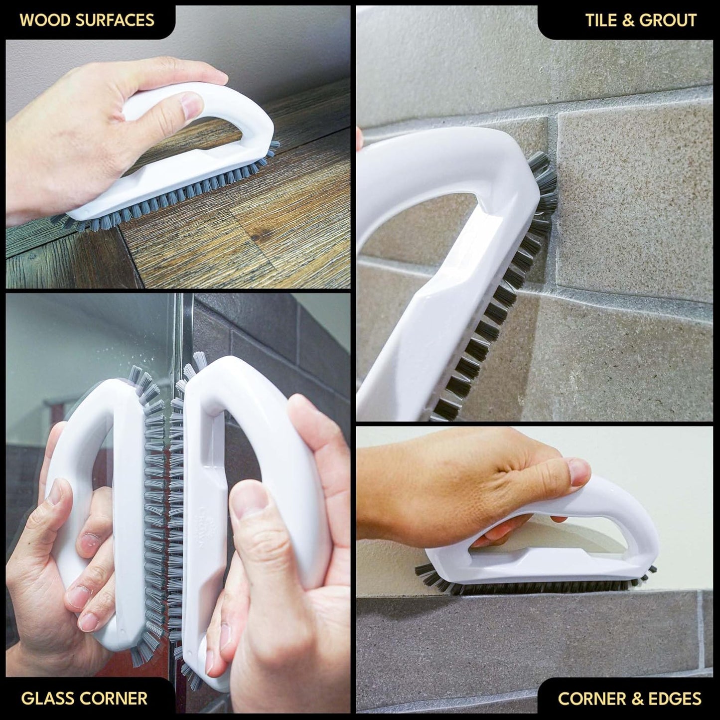 Grout Cleaning Brush Set 4-Piece Heavy Duty Scrub & Detail Tools