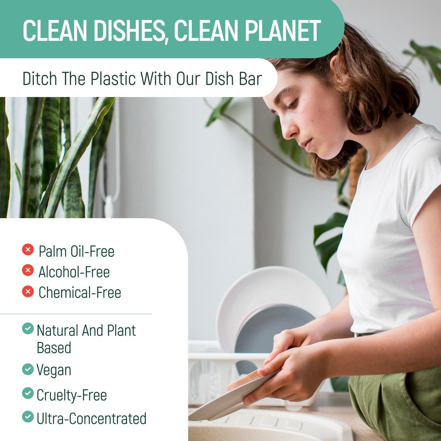 Natural Dishwashing Soap Bar Unscented, Non-Toxic & Eco-Friendly