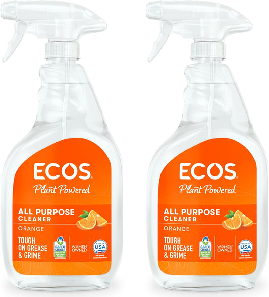 ECOS Plant-Based Multi-Surface Cleaner Spray Orange Citrus, 22oz (Pack of 2)