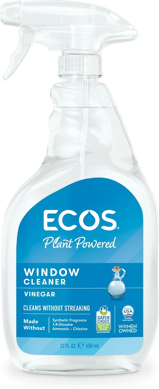 ECOS Window Cleaner with Vinegar Streak-Free Shine, 22oz (Pack of 3)