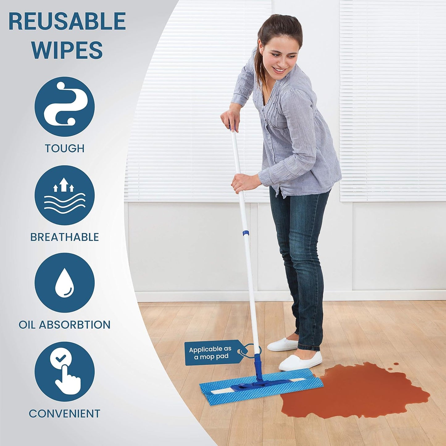 SCRUBIT Reusable Cleaning Wipes Multi-Purpose Towels, 12x20in (72-Pack, Blue)