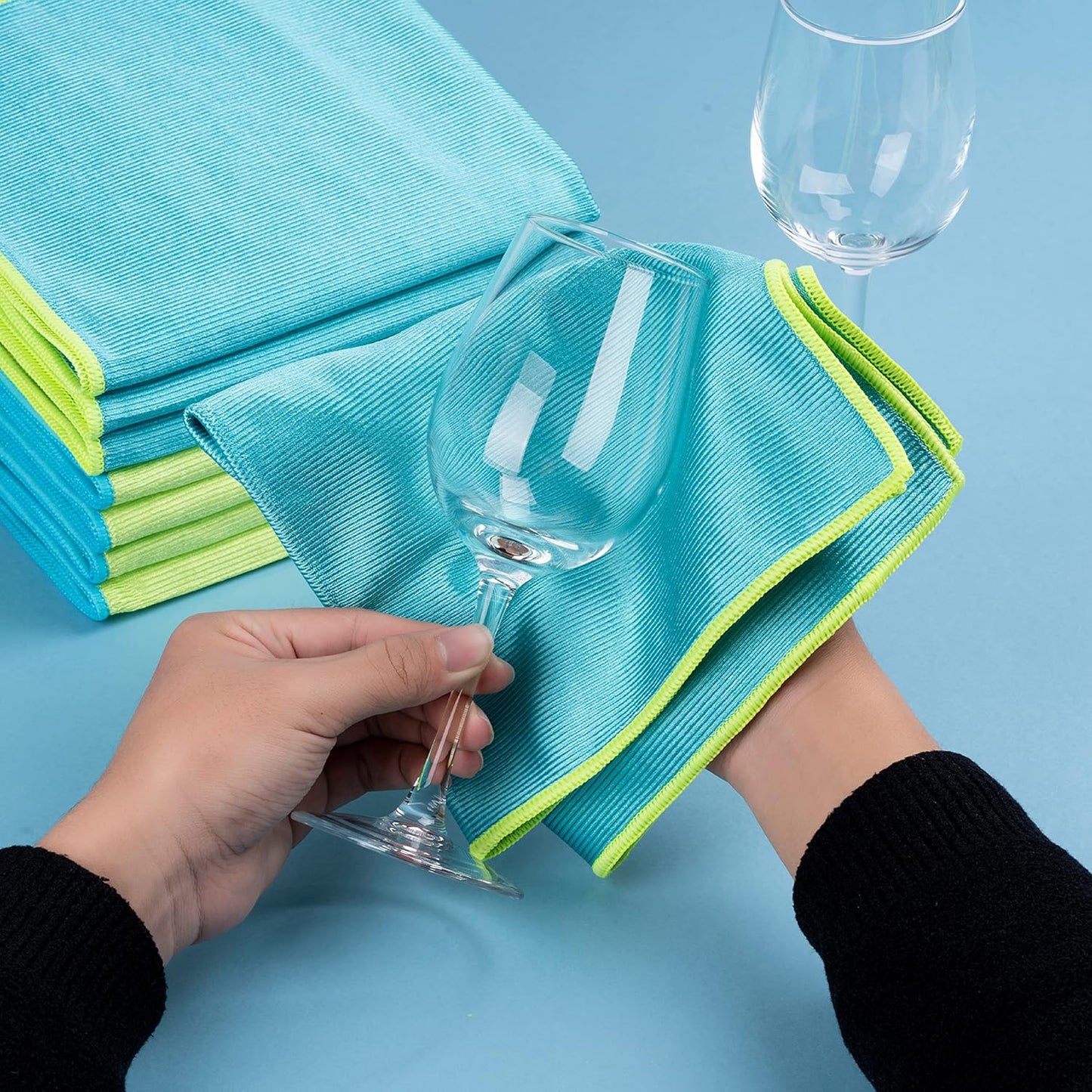 SCRUBIT Microfiber Glass Cleaning Cloths Lint-Free, 16x16in (8-Pack)