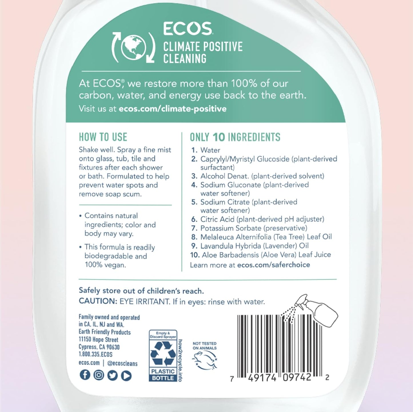ECOS Shower Cleaner with Tea Tree Oil 22oz (2-Pack)