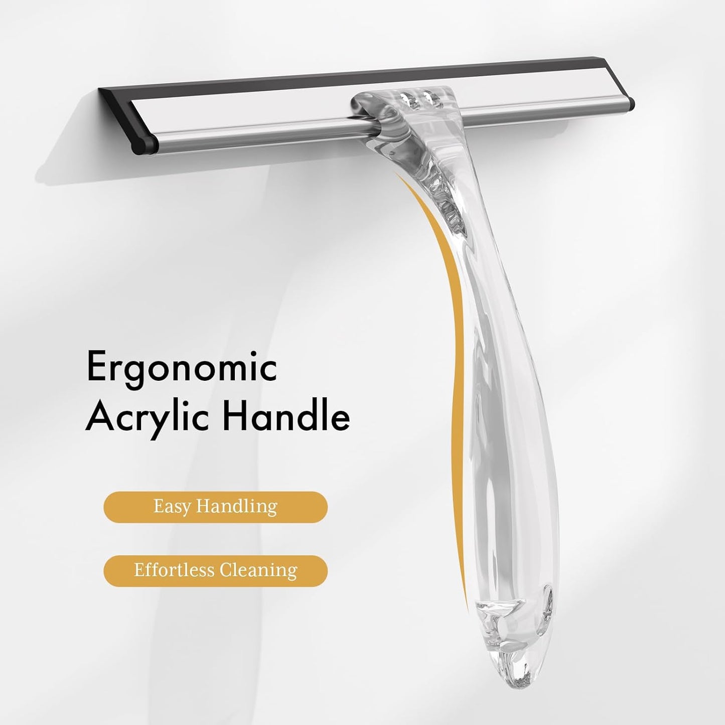 Shower Squeegee with Suction & Adhesive Hooks 10in Clear Blade