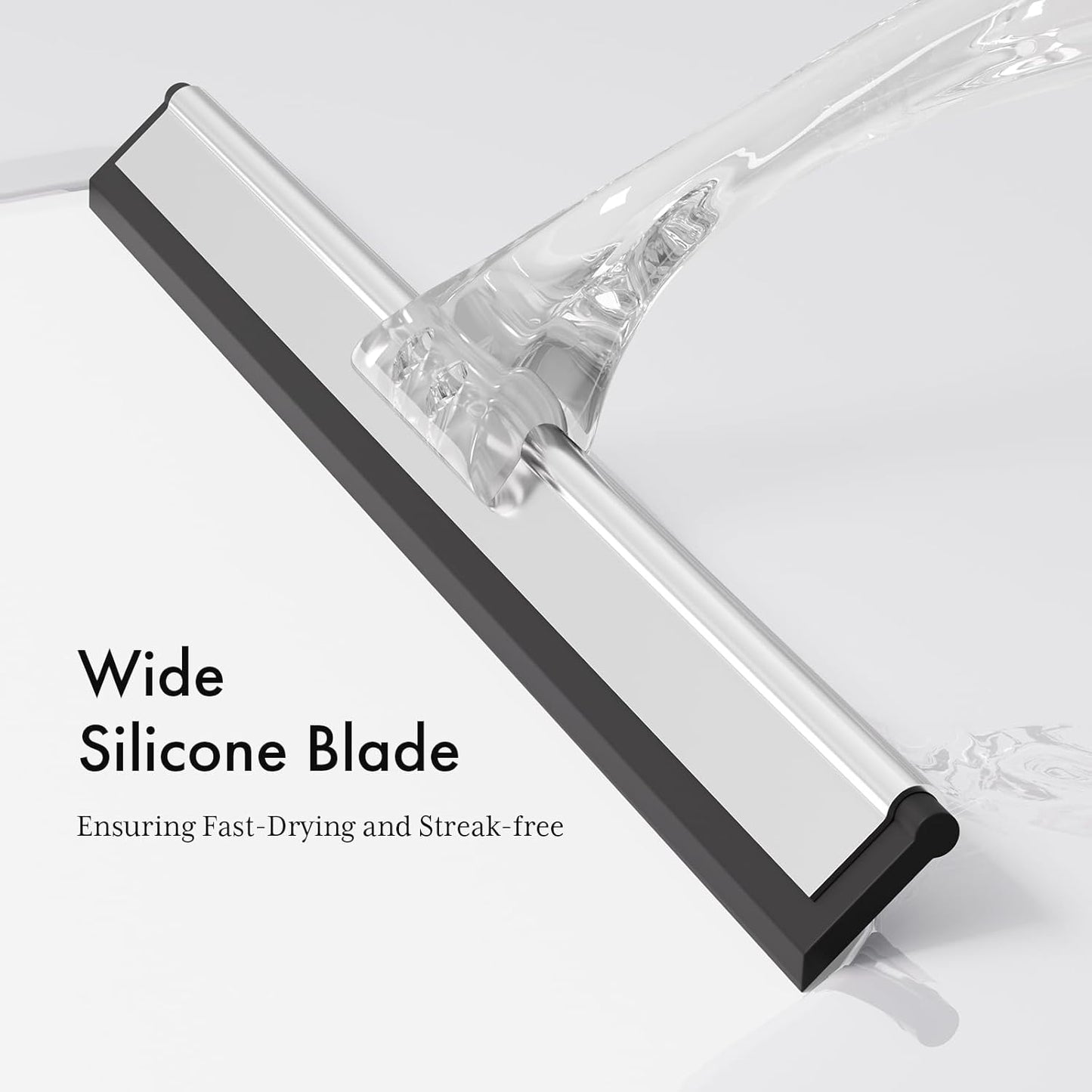 Shower Squeegee with Suction & Adhesive Hooks 10in Clear Blade