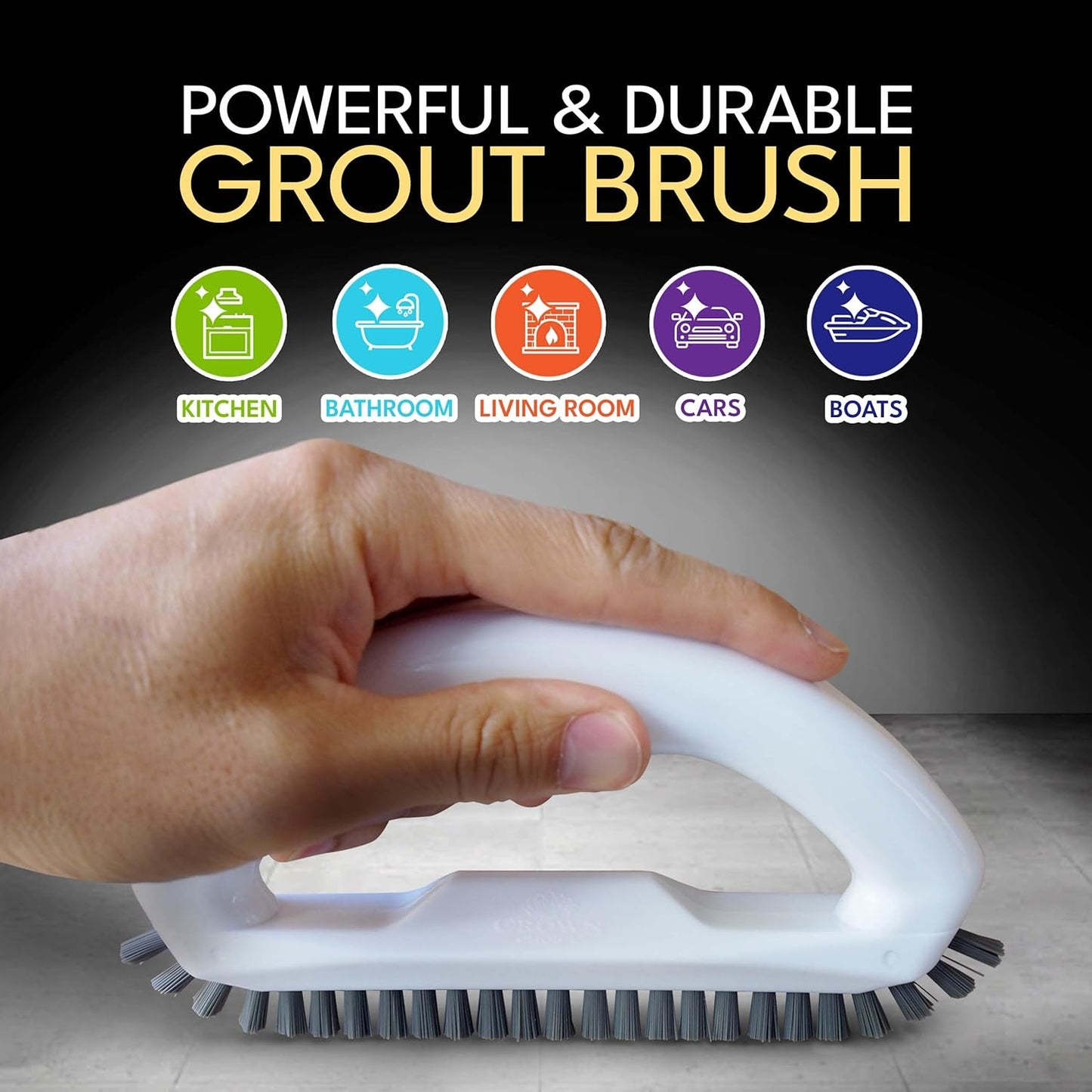 Grout Cleaning Brush Set 4-Piece Heavy Duty Scrub & Detail Tools