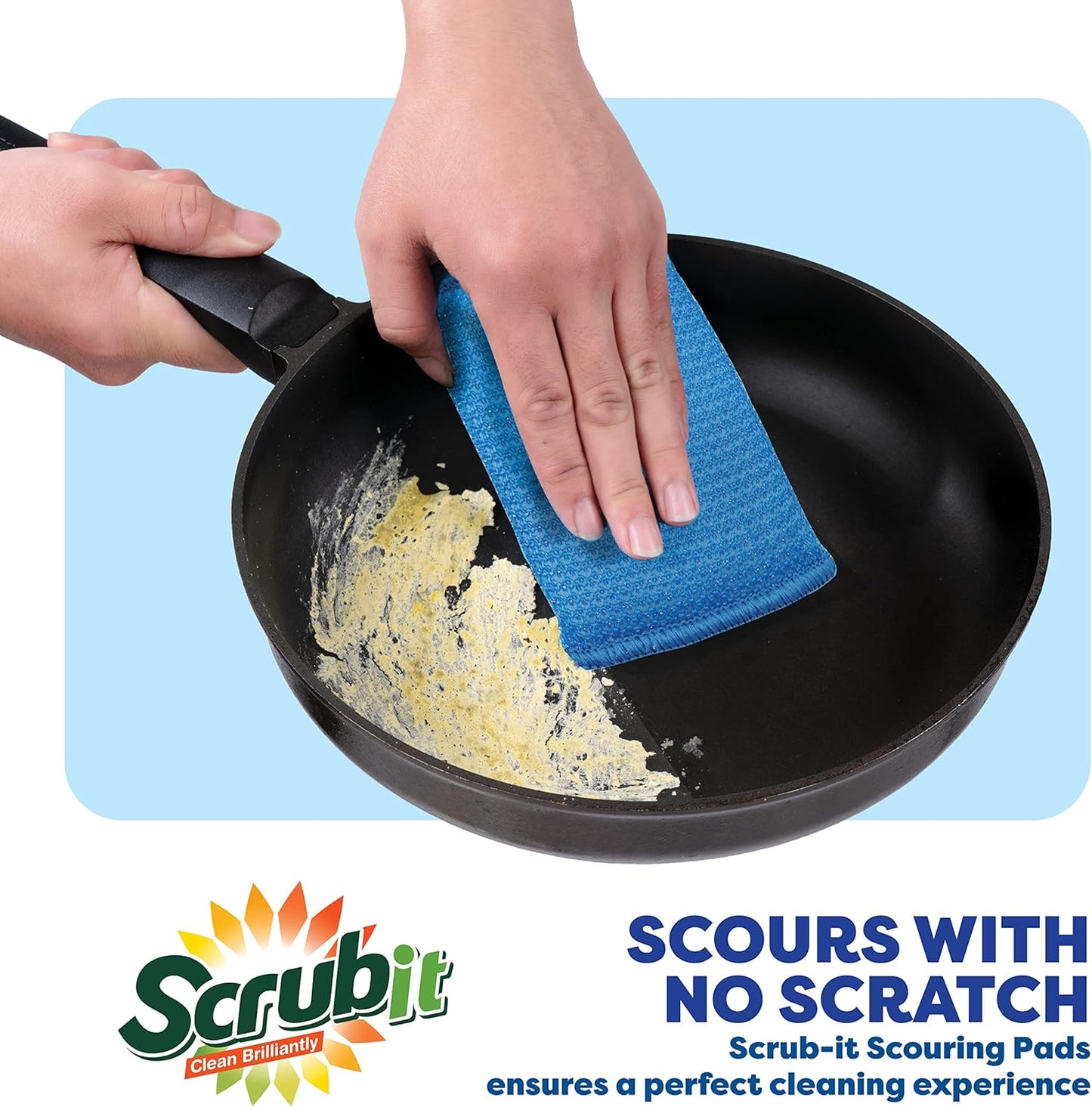 SCRUBIT Multi-Purpose Scouring Pads Non-Scratch Dish Sponges, 6-Pack (Colored)