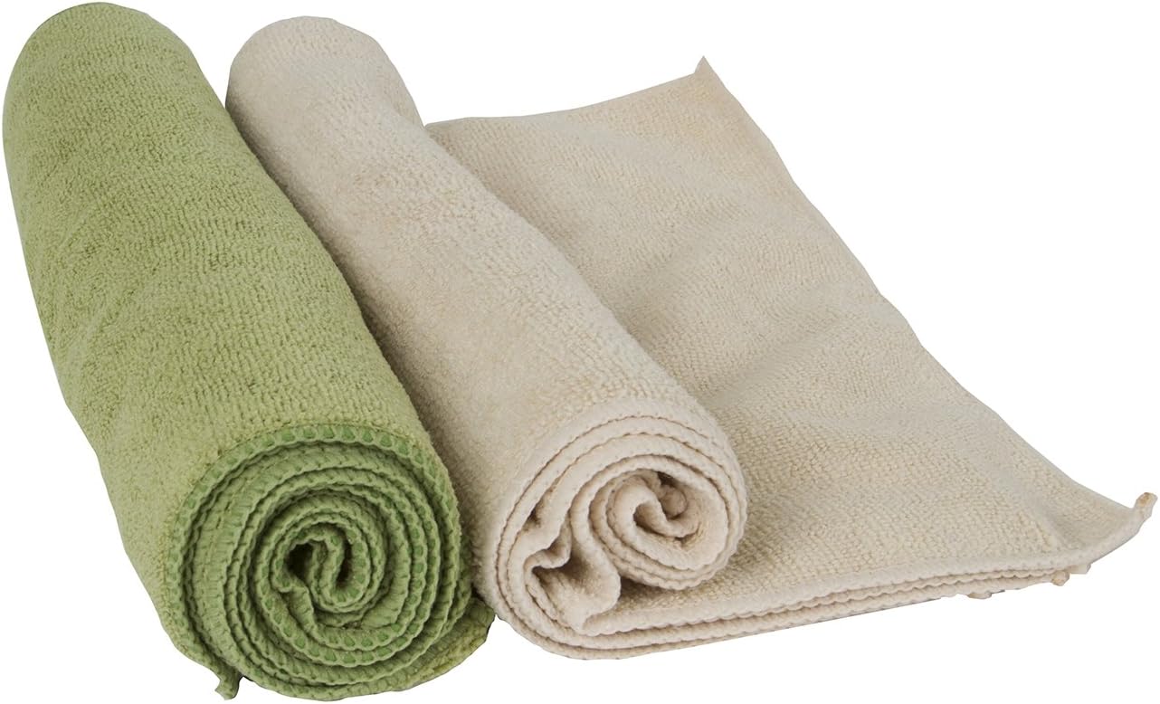 Microfiber Cleaning Cloths Ultra-Soft, Reusable, 10-Pack (Green & Tan)